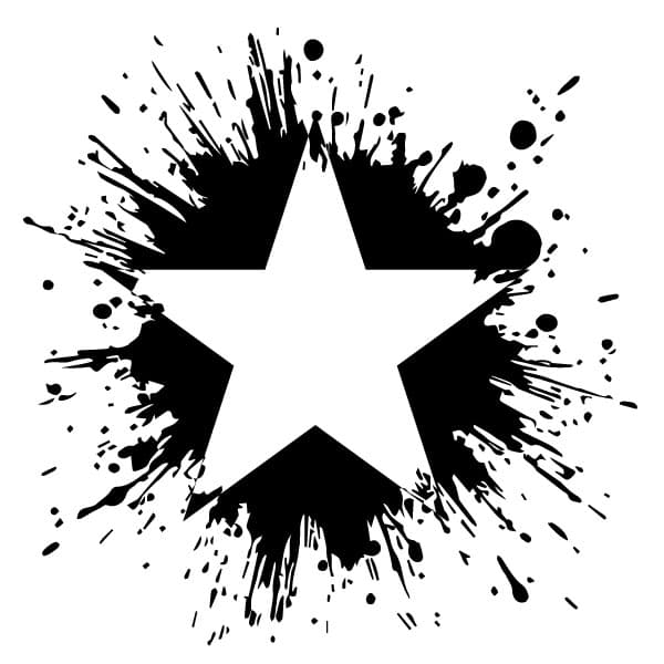 respingos de tinta com uma estrela dentro