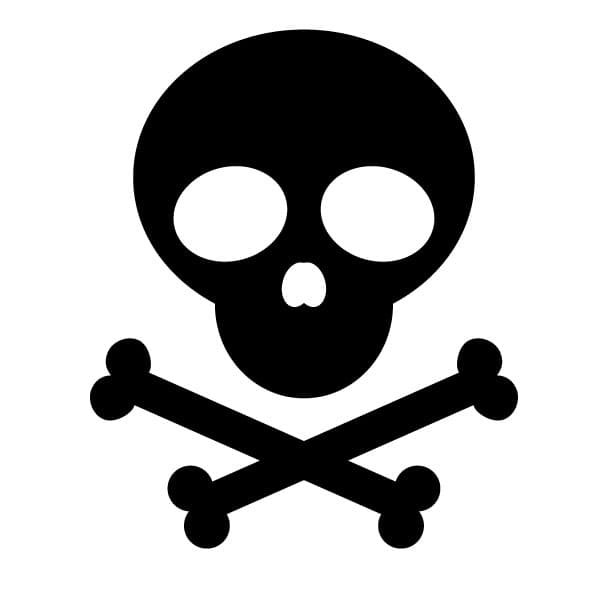 Black skull and crossbones symbol