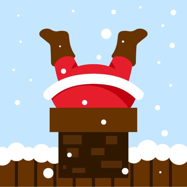 Santa Claus stuck in a chimney