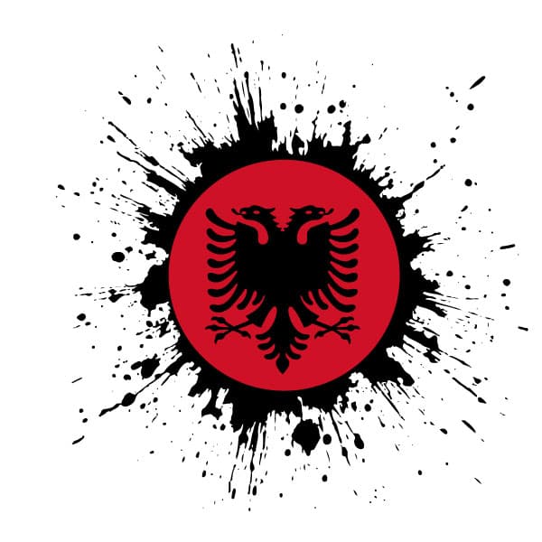 Albanian flag ink splatter