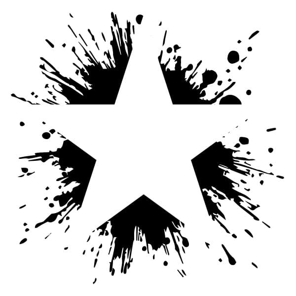 Forma de estrela com respingos de tinta no fundo
