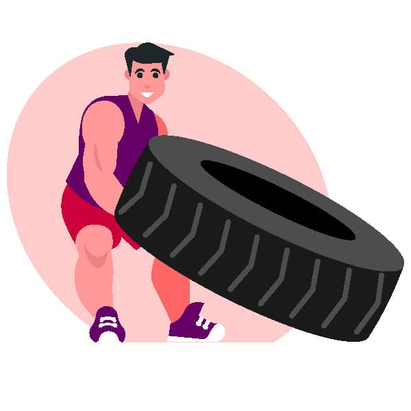 Strongman flipping a tire