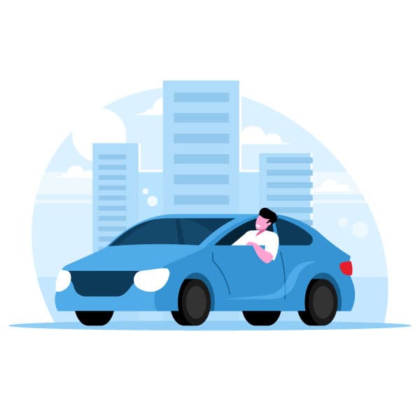 Driver looking out of a car window