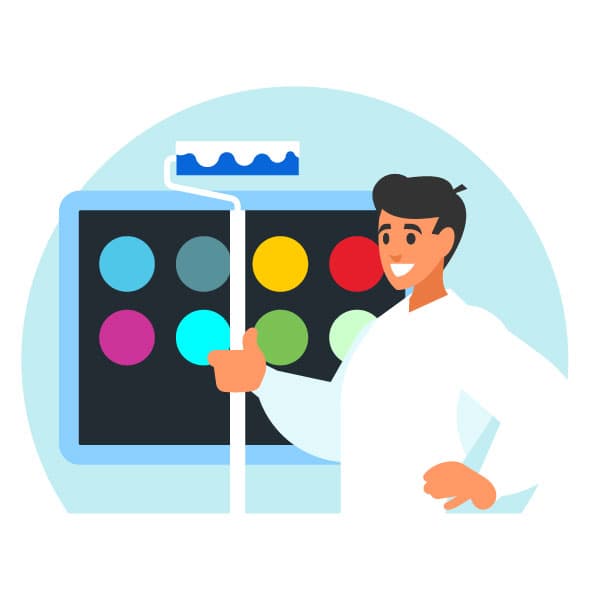 Designer che lavora con i colori