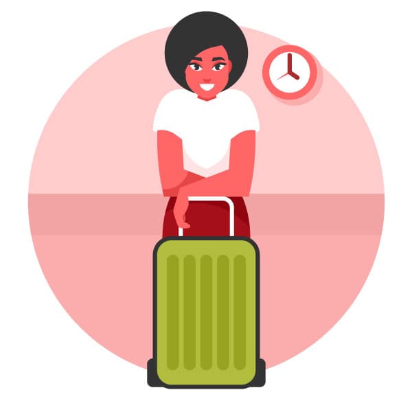 Female traveler with a suitcase