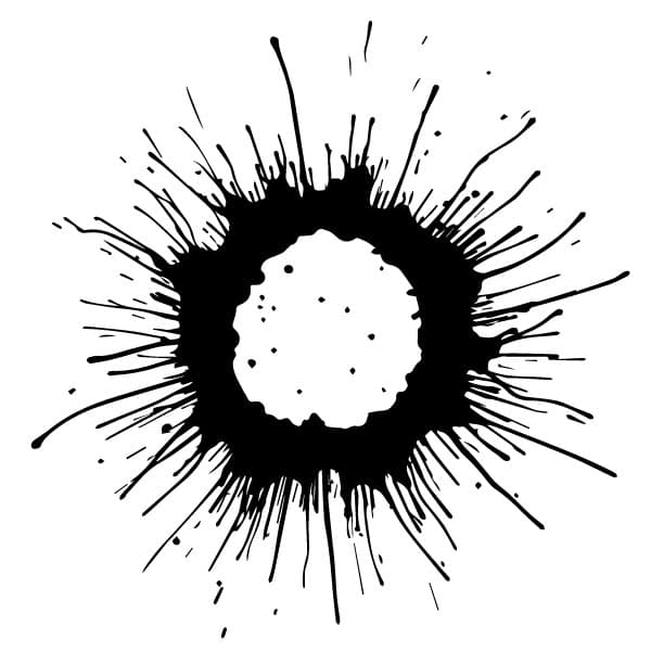 Spruzzata circolare di inchiostro nero