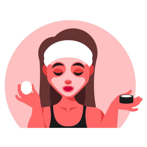 Woman applying makeup mask