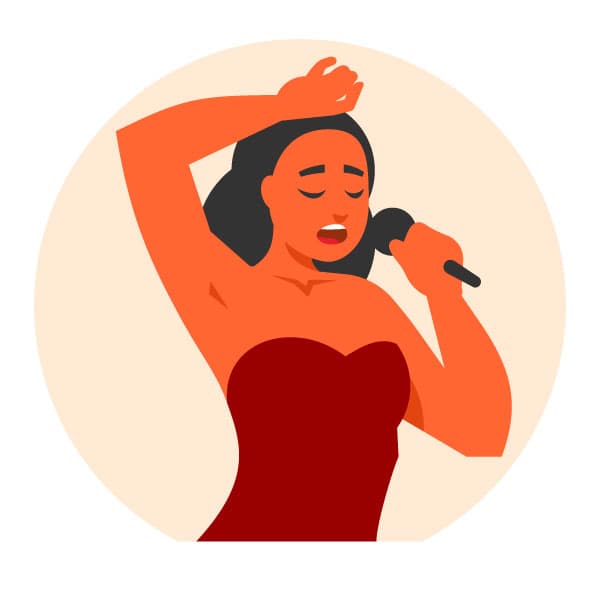 Woman is singing a song