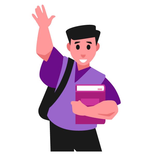 Student waving hand
