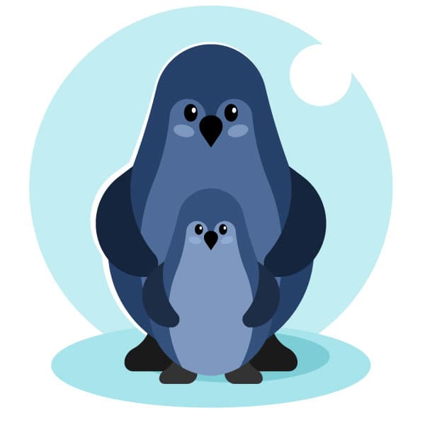 Pinguim da mãe e do bebê