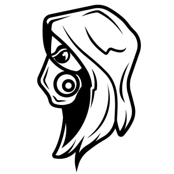 Man with a gas mask silhouette profile
