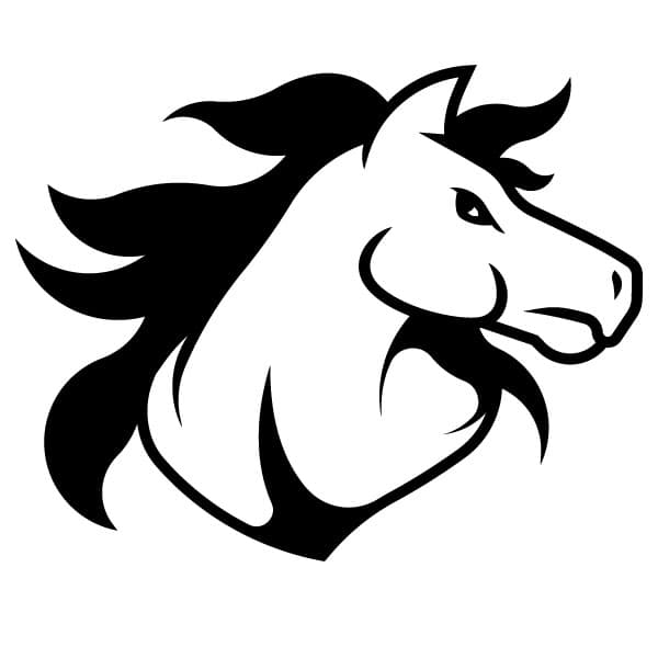 Monochrome silhouette of a stallion's head