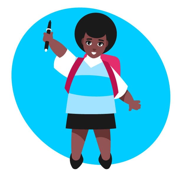 Black girl goes to school