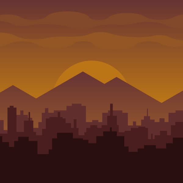 City skyline in the evening