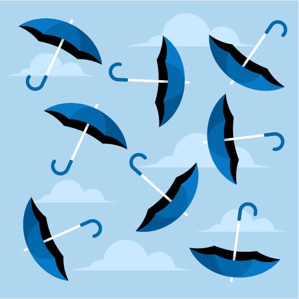 Muster mit fliegenden Regenschirmen