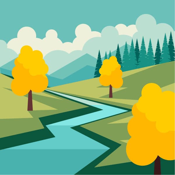 Autumn landscape with a river