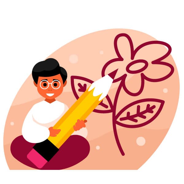Niño dibujando una flor