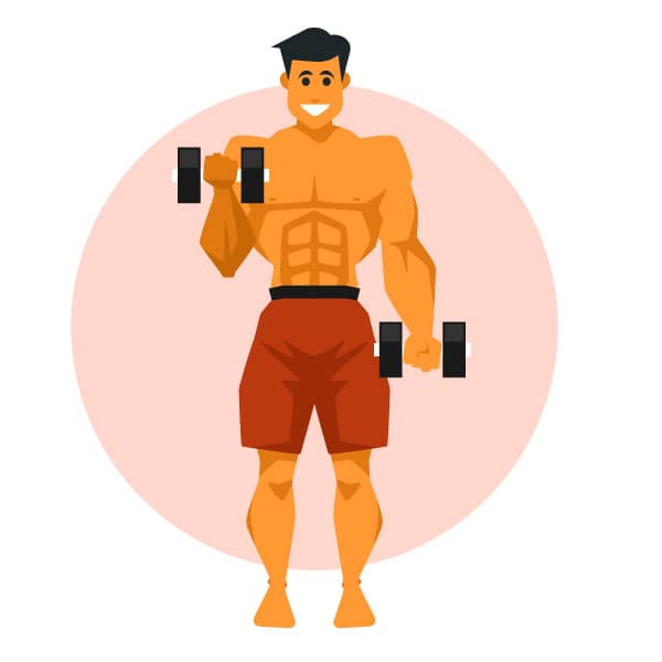 Fit man exercising with dumbbells