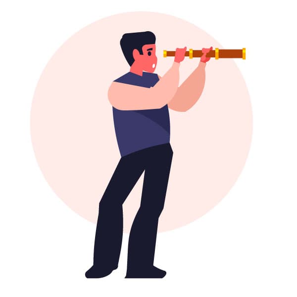 A man is looking through a spyglass